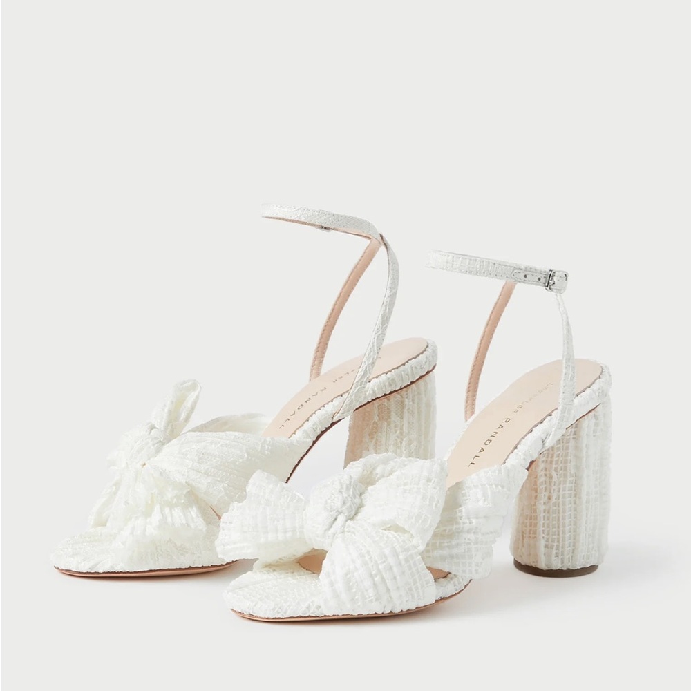 Loeffler Randall Camellia White Lace Bow Heel